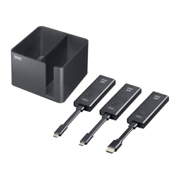 サンワサプライ｜SANWA SUPPLY 4K対応 ワイヤレスHDMI エクステンダー（Type-C 送信機2台・収納BOXセット） 60Hz対応 PC切替 最大15m 延長 最大20台まで増設可能 収納ボックス付き VGA-EXWHD12CSET