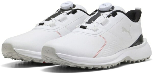 プーマ｜PUMA ゴルフシューズ フュージョングリップ 6 EVO ディスク PUMA WHITE×FEATHER GRAY×RED 31321801 [メンズ /28.0cm]【返品交換不可】
