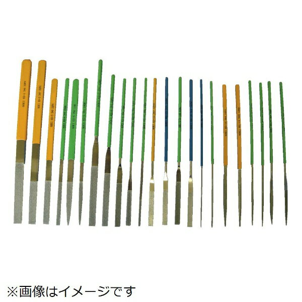 ■各種金型の仕上げ・修正・R取りなどに必要な形状の合金に適正な粒度のダイヤモンドを独自の電着技術でヤスリ合金に強固に配列させたグレードの高い商品です。■厳密な素材管理によって、高精度・高強固・シャープなエッジのヤスリを提供いたします。■ヤスリのグリップに商品名を印字し、粒度によりグリップの色分けをしているので管理と再オーダーが簡単です。【用途】・各種金型の仕上げ・修正・R取り・各種刃物研削など、硬質脆性材料の研削に最適。・小径穴・面取りなどにも。【仕様】・形状： 刀刃（幅）4.3×（厚さ）1.6・全長（mm）： 175・刃長（mm）： 40・柄の形状： 丸（φ3.2mm）・粒度（#）： 170