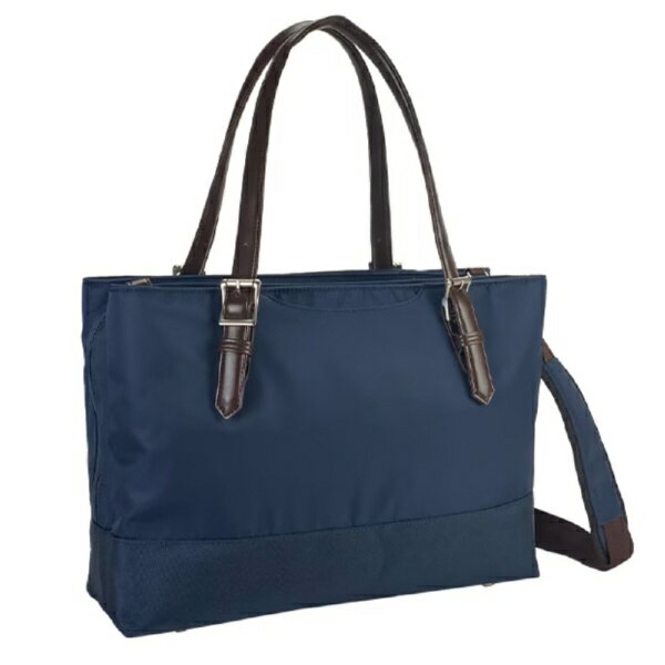 B4サイズ対応の横型ビジネストートバッグ。 メインルーム1室とサブルーム2室に分かれた3層構造により、資料や書類を訪問先や用途ごとに仕分けて収納しやすい設計です。 各収納部にはポケットを多く配置し、小物類も整理しやすい構成。 メインファスナーはサイドまで大きく開く仕様で、中身を見渡しやすく、取り出しもスムーズに行えます。 収納力を確保しながら、外観はシンプルで落ち着いた印象。 通勤や営業などのビジネスシーンを中心に、荷物が多い日にも対応します。 ハンドルは長さ調節が可能で、肩掛け・手持ちの使い分けに対応。 底鋲付きのため、床置き時の安定性にも配慮されています。 主な特長： ■ B4サイズ対応・3層構造 　書類や資料を仕分けて収納しやすい設計。 ■ ポケット豊富な収納構成 　内外に複数ポケットを配置し、小物整理に対応。 ■ 大開き仕様 　開口部が大きく開き、視認性と取り出しやすさに配慮。 ■ ハンドル長さ調節可能 　使用シーンに合わせた持ち方が可能。 ■ 底鋲付き 　床置き時の汚れや傷を軽減。 商品仕様： 　【正面】オープンポケット 　【正背面】ファスナーポケット×2 　【正背面ファスナーポケット内部】クッション材入りポケット、ネットポケット×2、ファスナーポケット 　【背面】オープンポケット 　【メインルーム内部】オープンポケット×2、ペン差し 　【その他】肩あて付きショルダーベルト、底鋲付き、ハンドル長さ調節可能