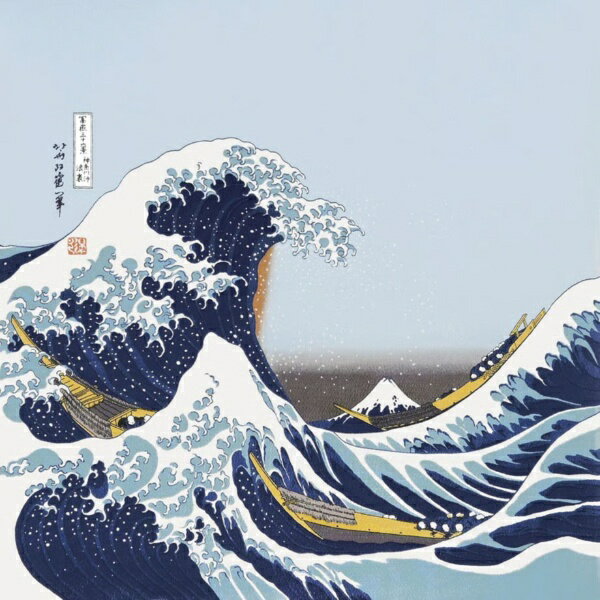 三陽商事 風呂敷 丹後ちりめん浮世絵ふろしき二巾 北斎浪 約68cm幅