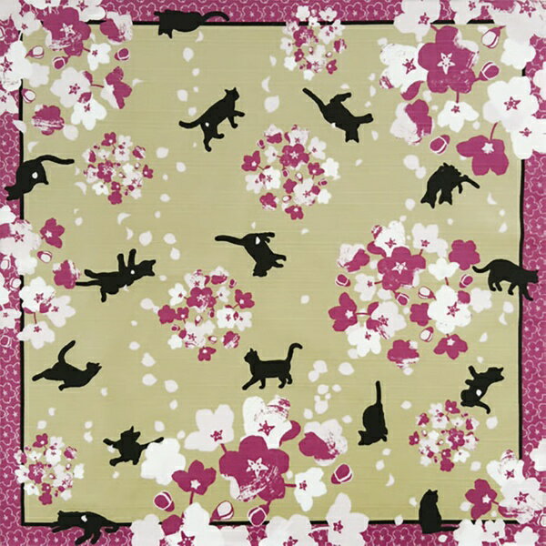 三陽商事 風呂敷 ランチクロス お弁当 50cm 中巾 綿 小ふろしき 桜遊歩ねこ