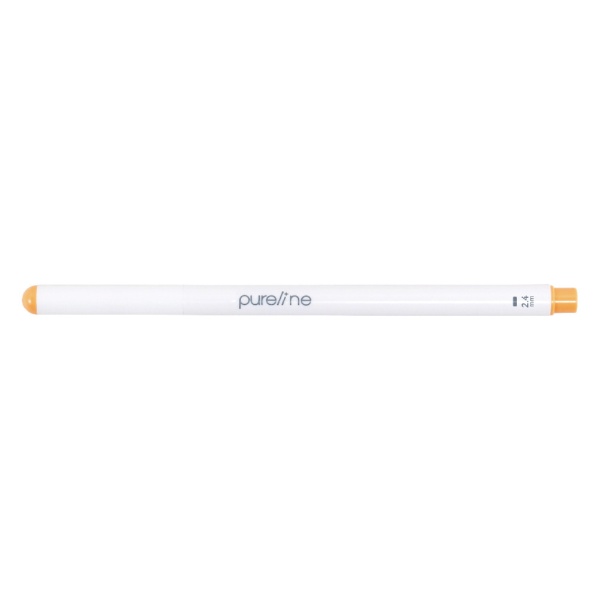 スリムなペン幅でロジカル罫にぴったりピュアラインはスリムな線幅のラインマーカーです。一般的なラインマーカーの線幅が4mmに対して本製品は2.4mmと細く、ペンケースに収納してもかさ張りにくく持ち運びに便利です。またこの線幅は当社製品ロジカルノートやロジカルダイアリーに使用されているロジカル罫の罫幅にもあうようになっています。黒い用紙にもきれいに発色本製品に使用されているインキは水性顔料インキで隠ぺい性のある特殊な材料を使用しているため、黒い用紙にも書け、時間の経過とともに徐々にきれいに発色します。また筆跡のにじみが少なく、裏写りや裏ぬけがしづらく、書いた内容をきれいにまとめることができます。本体サイズ：全長145×軸径8mm線幅：2.4mm素材：キャップ/軸/尾栓：PP(ポリプロピレン)、ペン先 ：プラスチック
