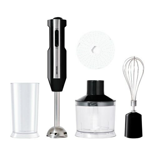 【2026年2月】 TESCOM｜テスコム ハンドブレンダー 離乳食 スムージー 氷も砕ける 1台6役 チョッパー おろし 泡立て 400W 無段階速度調整 食洗機対応 ブラック TBL50A-K