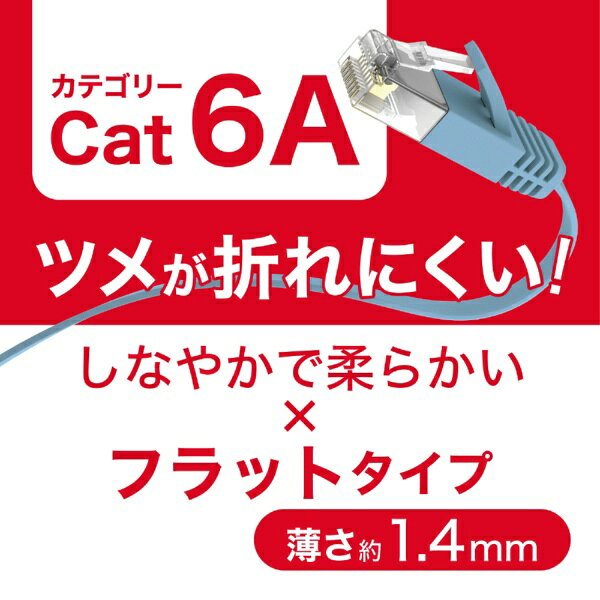 楽天ビック(ビックカメラ×楽天)のビックアイデア｜BicIDEA LANケーブル ブルー BIM-LC6A1FL500A [5m /カテゴリー6A /フラット]｜アングル2