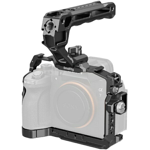 主な特長 ・Sony A7 V/A7R V/A7 IVにぴったりフィット：カメラのすべてのコントロールとポートに完全にアクセスでき、シームレスな操作ができるように設計されています。 ・HawkLock クイックリリース NATO レール：独自のNATO レール設計により、従来のスライドよりも迅速かつ安全なアクセサリの取り付けが可能になります。 ・拡張可能なマウント エコシステム：多様なアクセサリのセットアップと拡張を可能にする複数の1/4インチ - 20、3/8インチ - 16、およびARRI 位置決め穴を備えています。 ・Arca-Swiss クイックリリースプレート：ハンドヘルド、三脚、DJI RS シリーズジンバル間の即時切り替えを可能にします。 ・最適化された構成：ジンバル用の軽量ハーフケージ、フルケージ、または強化された制御用のハンドル付きの完全なキットから選択します。 互換性 α7 V、α7R V、α7 IV 同梱物 ケージ×1 トップハンドル×1 HDMIケーブル用クランプ×1 取扱説明書×1 ●製品寸法：162.0×135.0×178.9mm/6.4×5.3×7.0インチ ●パッケージ寸法：167.0×157.5×86.0mm/6.6×6.2×3.4インチ ●製品重量：305.0±5.0g/10.8±0.2オンス ●パッケージ重量：434.0±5.0g/15.3±0.2オンス ●材質：アルミニウム合金、ステンレススチール、シリコン