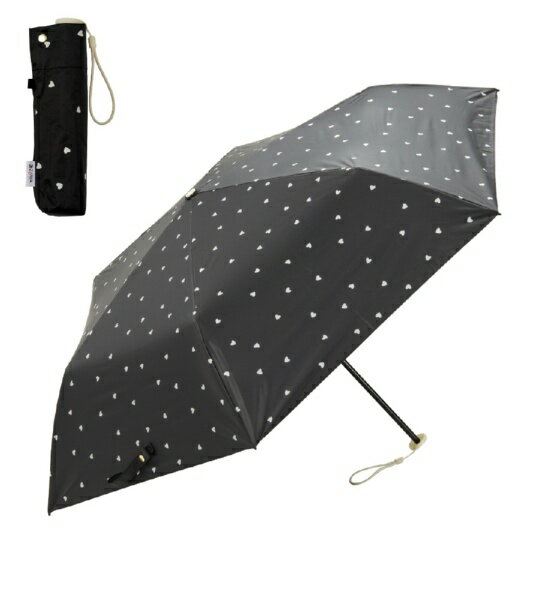 KIZAWA｜キザワ グラス日傘 ハートプリント fairy heart ブラック 30103-101-BK [晴雨兼用傘 /50cm]
