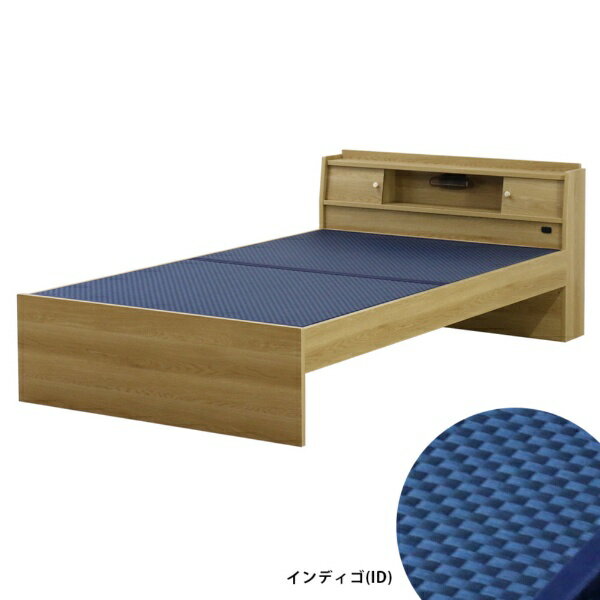 友澤木工｜TOMOZAWA セキスイMIGUSA畳使用 高さが3段階で調整できる 棚・コンセント・照明付 畳ベッド ナチュラル 316-85-ID-SD [セミダブルサイズ]【キャンセル・返品不可】 【代金引換配送不可】