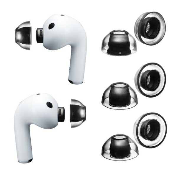 3 つの新技術を採用した体温で変形するTPE 素材のAirPods Pro 3 用イヤーピース■プレミアムTPE 採用で究極の装着感を提供するAirPods Pro 3 専用イヤーピース『SednaEarfit XELASTEC II for AirPods Pro 3』は、Apple 社製のカナル型完全ワイヤレスイヤホン「AirPods Pro 3」の優れた性能をさらに引き出しつつより快適な装着を可能にするために3 つの独自最新技術を駆使して新開発したAirPods Pro 3 専用イヤーピースです。788 人の外耳道分析と数万にも及ぶサンプルテストを含む多くの検証と知見を駆使し、素材や形状、実際の使用感まで徹底研究して開発しています。イヤーピース本体には精密技術を駆使した最高水準のプレミアムTPE（熱可塑性エラストマー）素材を採用。体温で軟化して変形、吸いつくように耳道に沿って密着することで、耳道の特定部分に負担が掛かることが少なくなり、長時間快適に使用できる上、耳への高い保持力も得られます。また、XELASTEC II のためだけに特別に開発したイヤーピース専用の完全カスタム仕様TPE となり、通常のTPE よりも形状が崩れにくいのが特徴です。【A new evolution for sound performance】AirPods Pro 3 のポテンシャルを最大限引き出しつつ、長時間装着や落下などの問題に対しフィッティング面でさらにサポートします。■確実な密閉性を確保する独自最新技術「一体型アダプター設計」AZLA の独自最新技術「一体型アダプター設計」を採用。イヤーピースとAirPods Pro 3 装着用の専用アダプターを一体構造として成形し統合。これにより着脱の容易性、イヤーピースだけの外れ防止、確実な密閉性の確保により没入感のある立体音響を実現します。■フィッティングをより向上させる独自最新技術「可変厚設計」AZLA の独自最新技術「可変厚設計」を採用。イヤーピース先端に向かって薄くなる独自のテーパード構造設計を進化させ、部分的に厚みを変化させることでさらなるフィッティング向上を実現しました。均一な厚さの標準的なイヤーピースとは異なり、テーパード構造設計は内耳側に向かって薄くなるため、スムーズな耳への挿入、快適性と密閉性能の両方を向上させます。このテーパード構造をアップデートした可変厚設計は、傘の外耳側の一部分の厚みの調整までも可能にしたことで、耳内圧を低減しつつさらに外部騒音の確実な遮断を実現します。■異物侵入防止と音響伝達最大化を可能にする独自最新技術「12H ヘキサゴンフィルター」AZLA の独自最新技術「12H ヘキサゴンフィルター」を採用。TPE 素材で一体成型された12H ヘキサゴンフィルターは、従来のハニカム構造フィルターを進化させ、六角形と複数の幾何学形状を組み合わせた構造により、的確に異物の侵入を防ぎつつ音響伝達を最大化します。■より多くの方にベストフィッティングさせる6 サイズ展開SednaEarfit XELASTEC II for AirPods Pro 3 は、中間サイズを含めたSS/S/MS/M/ML/L の計6 サイズ展開で、より多くの方にフィッティングしやすくしています。また、パッケージング構成は、単品サイズ2 ペアと、非常に好評な中間サイズを含めた近接3 サイズ（例：MS/M/ML）を1 ペアずつパッケージングした3 ペアの2 種類を採用。これにより、左右で耳道の大きさが異なるなどの際、微妙な調整をしやすくなります。