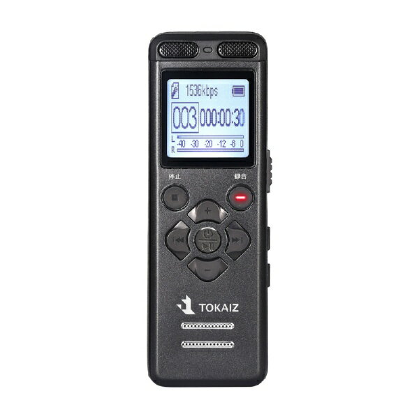 TOKAIZ｜トカイズ ボイスレコーダー 小型 高性能 16GB大容量 34時間連続録音 内蔵スピーカー 最大128GB対応 ブラック TIC-V36 [16GB]
