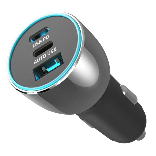 ■車のシガーソケットから電源を取り出して、USB機器を充電■合計最大78W/USB3ポート搭載。USB-C（PD30W対応）＋USB-C（PD30W対応）＋USB-A（急速充電18W対応）■3ポート同時使用可能/各ポートごとに独立回路の3回路■自動識別IC搭載/端末に合わせて最適な電力に分配■PD30W対応でスマートフォン・タブレットの急速充電はもちろん、MacBookAir等ノートパソコンの充電にも対応※対応は機器により異なります。■ソケット周りを鮮やかに照らす水色イルミLED搭載