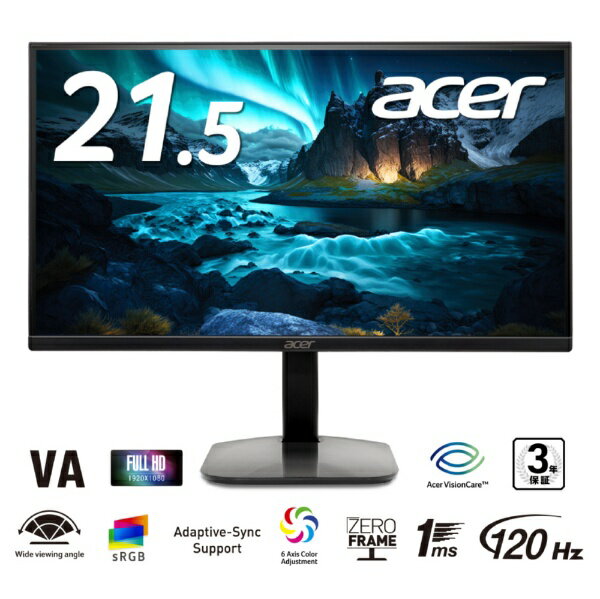 19 inches + - ACER｜エイサー Acer/21.5/VA/1920x1080/120/1ms KA222QJ0bmix [21.5型 /フルHD(1920×1080) /ワイド /120Hz]