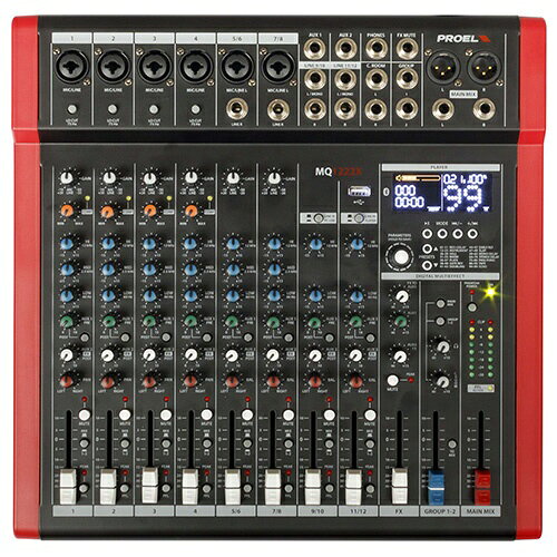 Proel｜プロエル 〔コンパクトミキサー〕12ch FX・USB・Bluetooth搭載 MQ1222X 12 Channel Mixer with 99 Effects and BT/USB MQ1222XJP
