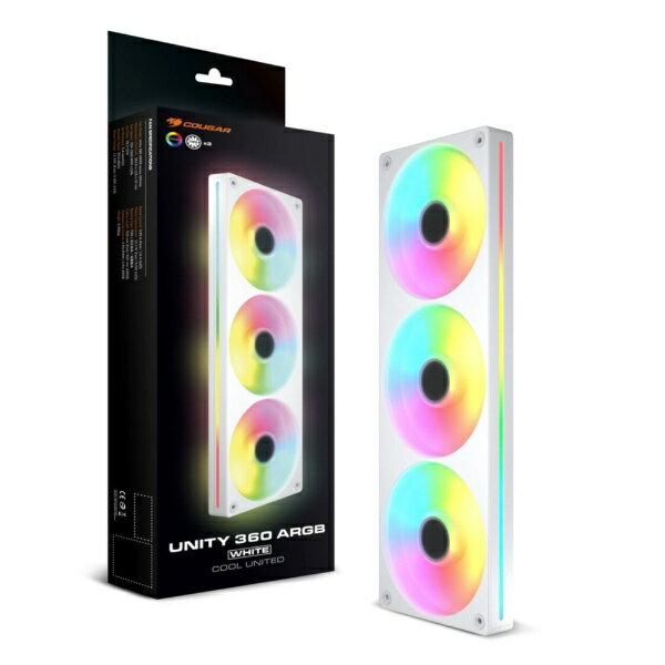COUGAR｜クーガー ケースファンx3 [120mm /1600RPM](リバースブレード) UNITY 360 ARGB REVERSE BLADE ホワイト CF-UN360RW-RGB