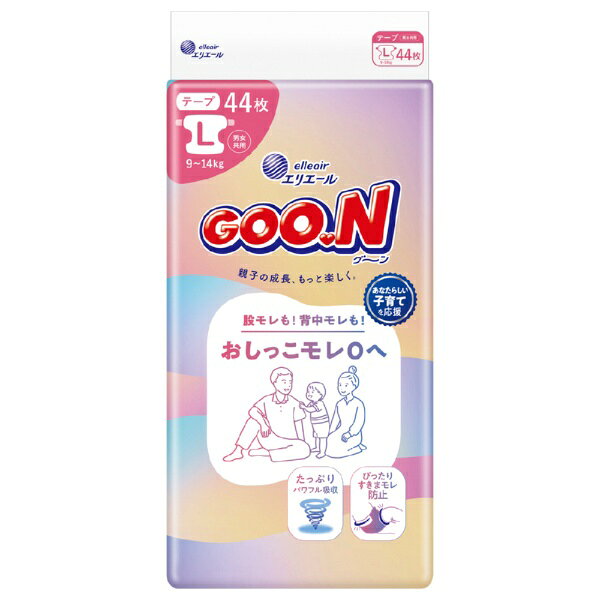 ●ママパパをサポート！子育て先まわり設計「おしっこモレ0へ」。 ●背中と足まわりのギャザーがぴったりフィットしてすきまモレ防止。 ●進化した吸収体がたっぷりのおしっこもパワフル吸収。 ●エリエール贅沢保湿と同じ保湿成分を配合で肌にやさしい。 ●全面通気シートでずっとムレ安心。 ●お知らせラインで交換タイミングがわかりやすい。 ●毎日のおむつ替え時間が楽しくなる、かわいい絵本デザイン。