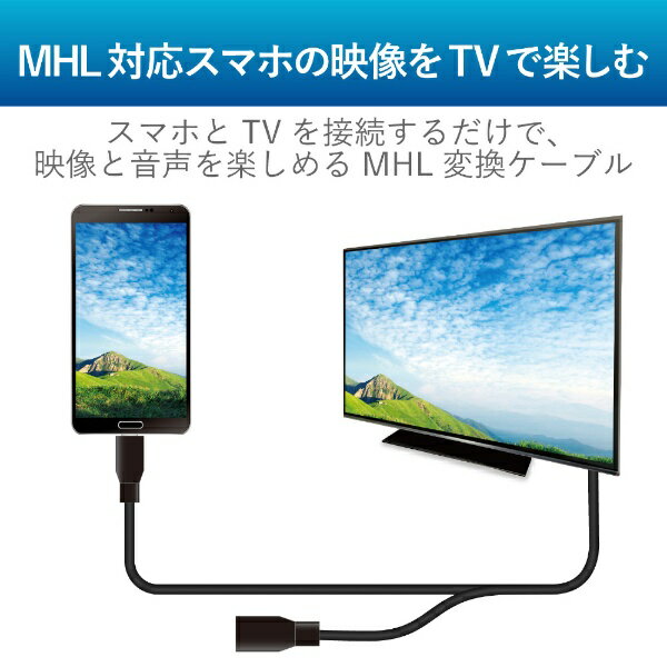 エレコム｜ELECOM MHL変換ケーブル(microB to HDMI) ミラーリングケーブル android [2.0m][DHMHLHD20BK]