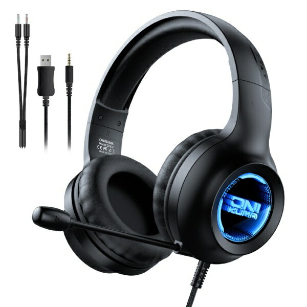 ONIKUMAGAMING ゲーミングヘッドセット 「X36」 ブラック X36BK [φ3.5mmミニプラグ＋USB /両耳 /ヘッドバンドタイプ]