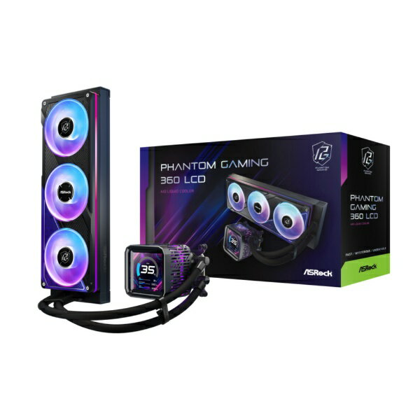 ASROCK｜アスロック 水冷CPUクーラー 120mmファンx3 [LGA1851/1700・AM5/AM4] Phantom Gaming 360 LCD ブラック 90-APGA36-BAAGA5
