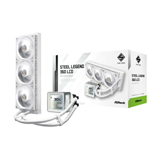 ASROCK｜アスロック 水冷CPUクーラー 120mmファンx3 [LGA1851/1700・AM5/AM4] Steel Legend 360 LCD ホワイト 90-ASLA36-WAAGA5
