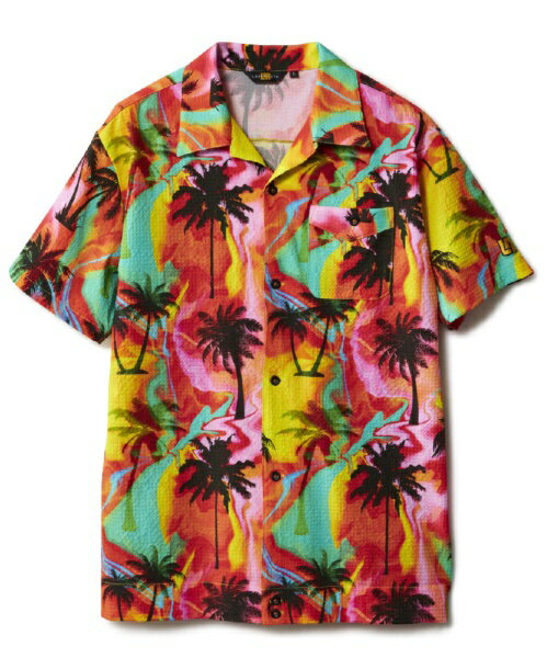 Shirts - LOUDMOUTH メンズ ニットサッカー開襟シャツ Palms Mirage 866607 [メンズ /LLサイズ]【返品交換不可】