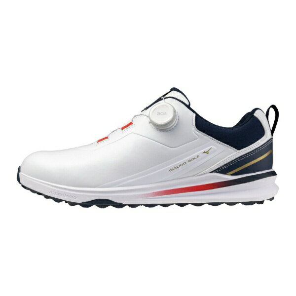 MIZUNO - mizuno｜ミズノ ゴルフシューズ ネクスライトエナジーII ワイド ボア ホワイト×ネイビー×レッド 51GQ264103 [メンズ /28.0cm /幅:ExtraWide(4E相当)]【返品交換不可】