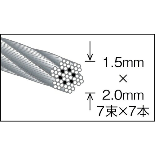 トラスコ中山｜TRUSCO NAKAYAMA ステンレスワイヤロープ　ナイロン被覆　φ1．5（2...