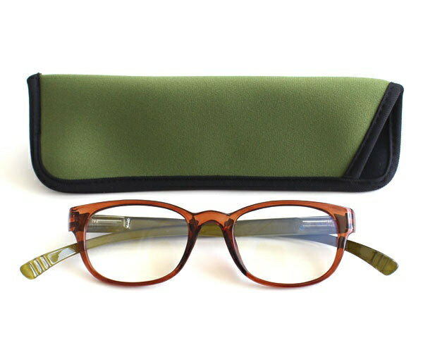 ベイライン neck readers リーディンググラス（老眼鏡） ネックリーダーズ ウェリントン バイカラー クリアブラウン×グリーン PC6203I（+4.00） Bayline クリアブラウン×グリーン PC6203I