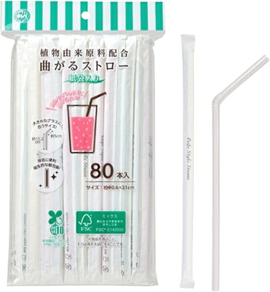 飲みやすい角度に曲げられるフレキシブルストロー。一本ずつ紙個包装なので持ち運びに便利。■バイオマスプラスチック配合サトウキビを原料としたバイオマスプラスチックを約10％配合しています。■フレキシブルタイプフレキシブルタイプなので飲みやすい角度に曲げられます。■紙個包装一本ずつ紙個包装なので持ち運びに便利で衛生的です。■長さ21cm大きめなグラスに合う直径6mmで長さ21cmです。■ストライプ3色グリーン・イエロー・ピンクのストライプ3色入りです。