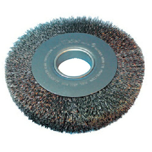 ■米国の国家規格（ANSI）に基づいて、破壊試験を実施し、最高回転数を設定しています。■高剛性のため重研磨に対応■高速回転対応■長寿命■完全なバランス■規格品のため短納期■RoHS指令（2011/65/EU）、RoHS指令（（EU）2015/863）対応製品【用途】・ギアなどのバリ取り・コンクリート剥離・ゴムのフラッシュや黒皮、酸化膜除去・ハードなさび落とし【仕様】・外径（mm）： 203・線径（mm）： 0.3・厚さ（mm）： 38・穴径（mm）： 50.8・毛丈（mm）： 35・最高使用回転数（rpm）： 4000・取付可能工具： バフレース・卓上両頭グラインダー・平面研磨機・自動機