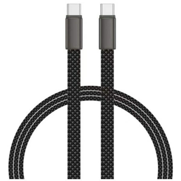 最大60Wの急速充電に対応し、ノートパソコンも充電可能なUSB Type-Cストラップケーブル。「極薄プラグ式フラットケーブルC-C　2m ブラック」■最大480Mbpsのデータ通信に対応し、充電・データ通信の両方で使用可能。■4.4mm薄型コネクター＆ナイロン編みケーブル採用で、ケースに干渉しにくく絡みにくい設計です。