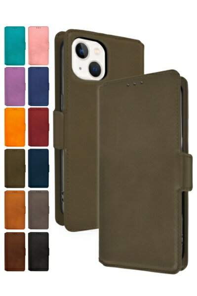 shizukawill｜シズカウィル iPhone 13 手帳型 ケース カバー 本革調 レザーケース シズカウィルRe オリーブ APIP13V2OLIVE