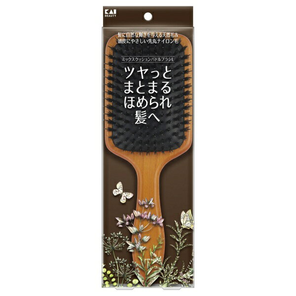 やわらかい天然豚毛と先が丸いナイロン毛を使用した、頭皮と髪にやさしく使えるブラシ。ブラシ面積が大きいので、広い範囲を一気にブラッシングできる。※この商品は、商品デザイン・パッケージが予告なく変更される場合があります。