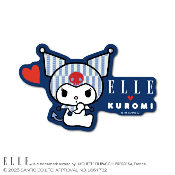 特別なデザインのダイカットステッカーになりました！ELLEのロゴが入った、いつもと違う大人っぽいコスチュームがお洒落♪無地の持ち物に1枚貼るだけで洗練されたデザインに！スマホケースにもぴったりのサイズなので、貼らずに挟んで使うのもオススメです◎こちらの商品は耐水、耐光性のある塩ビステッカーです。屋外はもちろん、PC、タブレット、ノートや手帳、インテリア小物やスーツケース、大型家電にも！様々なシーンでお楽しみ下さい。●サイズ　幅85mm×高さ54mm（本体サイズ）