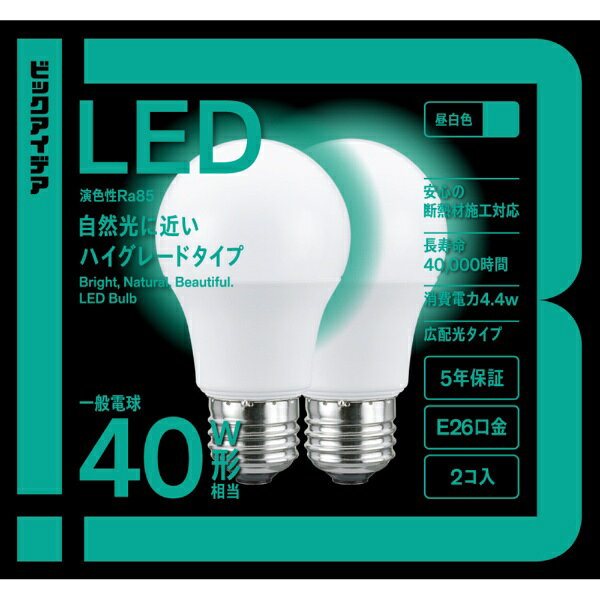 ビックアイデア｜BicIDEA LED電球 昼白色 LDA4N-G/SK40XBIT-2P [E26 /一般電球形 /...
