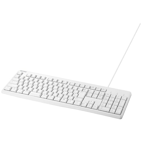 【2026年8月上旬】 BUFFALO USB接続 有線スタンダードキーボード ホワイト BSKBU110WH [有線 /日本語配列 /メンブレン]