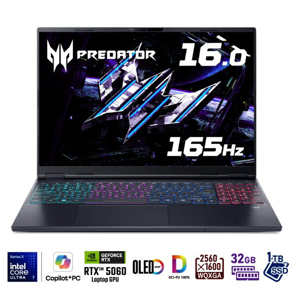 ACER Predator Helios Neo/16/CU7-356H/RTX5060/32/1T/w11 PHN16S-I51-N73Z56 [Copilot+ PC /16.0型 /Windows11 Home /intel Core Ultra 7 /メモリ：32GB /SSD：1TB]