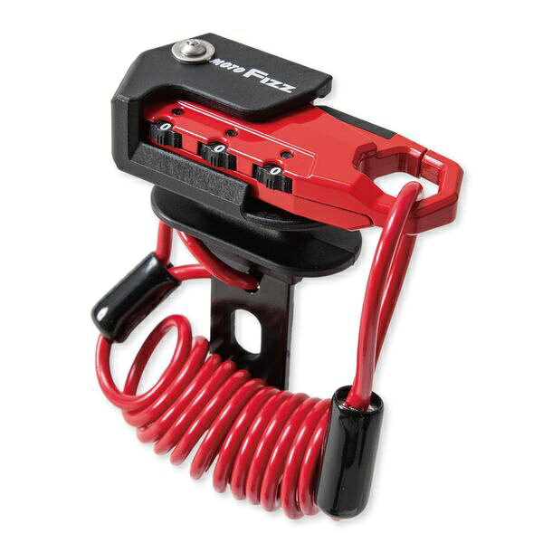 ●Φ1000mmコイルタイプのヘルメットロック レッド。ヘルメットを車体に固定するワイヤーロックのレッドカラーモデル（コイル1000mm）。■ケーブル長：1000mm■素材はMF-4753の構成に準拠