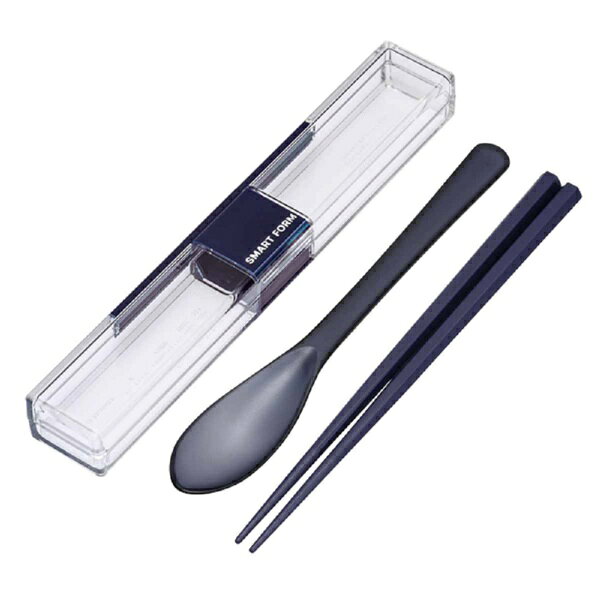 岩崎工業｜IWASAKI INDUSTRY コンビセット 箸 スプーン 19.5cm とっても強いケース入り ネイビー