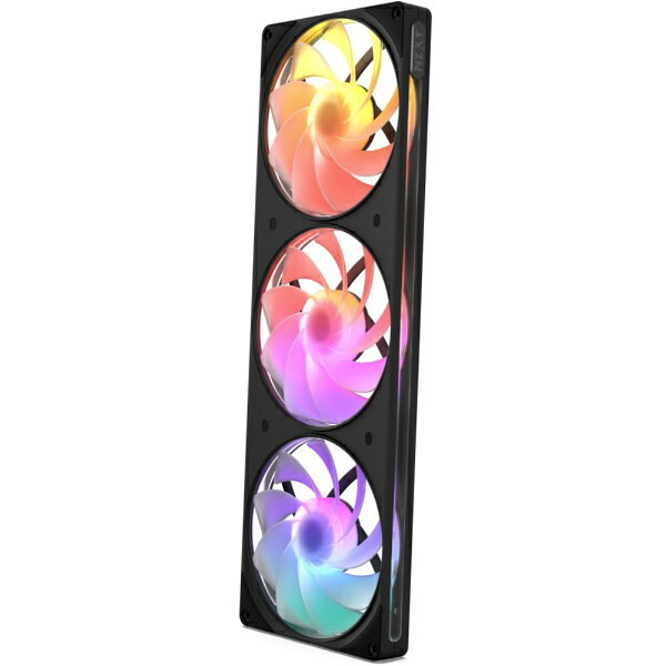 NZXTのRGBファン「CORE」シリーズの後継機種。精密設計されたブレードとフレームの形状により静圧性能、風量が向上しました。通常の120mm、140mmに加え、複数のファンを1つのフレームに統合した360mm/420mmの「シングルフレームモデル」をラインナップ。待望の「リバースブレードモデル」も加わり、冷却と「魅せるPC」を両立させる新たなファンソリューションです。■取り付けの手間を劇的に減らす「オールインワンデザイン」3連（360mm/420mm）のファンを、継ぎ目のない1つの堅牢なフレームに統合した「シングルフレームモデル」を採用。従来のファンとは異なり、わずか4本のネジ留めと、たった1本の8ピンコネクタケーブルを接続するだけで設置が完了します。煩雑になりがちな配線を極限まで減らし、ビルド時間を大幅に短縮します。※8ピンコネクタで接続するためには、8ピンコネクタ搭載のNZXTマザーボード、もしくは別売の NZXT Control Hub をご利用いただく必要がございます。※360/420mmモデルには、汎用ARGB 3ピンコネクタへの変換するケーブルが付属。NZXT以外のシステムにもご利用いただく事が可能です。※120mm/140mmモデルはNZXT独自RGBコネクタ+汎用ARGB3ピンコネクタのRGB用ケーブル、PWMファンコネクタのファン回転用ケーブルの2本構成です。■魅せるPCに最適な「リバースブレードモデル」空気の流れる方向を反転させた「リバースブレードモデル」をラインナップ。一般的なファンでは裏側のフレームが見えてしまっていた「吸気」設定でも、ファンの最も美しい表面と色鮮やかなRGBライティングをケース正面に向けて配置することができ、完璧なショーケースビルドを実現します。※通常モデルと形状が似通っておりますので、製品名、型番をよくご確認の上ご購入ください。■静圧と風量を両立した「正確に設計されたエアフロー」最適化されたファンブレードとフレーム形状により、強力な静圧と豊かな気流（エアフロー）を同時に生み出します。空気の通り道が狭い水冷ラジエーターや、高密度なメッシュパネルへの取り付け時でも、抜群の透過力でシステム内部を効率よく強力に冷却します。また、防振コーナーが共振を最小限に抑え、高負荷時でも安定した冷却を実現します。■長期間の使用でも安心な「スムーズで長持ちするパフォーマンス」流体動圧軸受（FDB：Fluid Dynamic Bearing）の採用により、パーツ同士の摩擦を低減して高い静音性と長寿命化を達成。信頼性が高く静かな動作と60,000時間以上の寿命を実現します。■NZXT CAMによる「鮮やかなライティングカスタム」ファンブレード全体を包み込むように鮮やかな光が広がり、どの角度から見ても映えるモダンなライティングを演出。独自ソフトウェア「NZXT CAM」と完全連携することで、カラーや発光パターンの変更、回転数管理などを直感的な操作で思いのままにコントロール可能です。