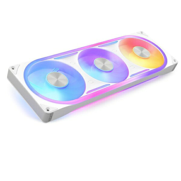鮮やかなマルチゾーンRGBライティングと優れた静音・冷却性能を兼ね備えたハイエンドPCファンです。ファンハブやトラック部に独立したARGB LEDを搭載し、ビルド全体を魅惑的な光で演出。連結型のシングルフレームモデルはネジ4本と1本のケーブルで手軽に装着でき、配線処理を劇的にシンプル化。冷却力、美しさ、組みやすさを極めたNZXTの自信作です。■ライティングが躍るマルチゾーンRGBアドレサブルLED96個ものLEDを贅沢に搭載。ファンハブや外周のトラック、インナーバーへ独立したゾーン配置を行うことで、流れるような美しくダイナミックなグラデーション演出を実現します。「NZXT CAM」ソフトウェアとの連携で自由自在なイルミネーション構築が可能です。■配線を極限まで削ぎ落とす「シングルフレーム設計」3基のファンが1つの頑丈なフレームに統合された「シングルフレーム構造」を採用。設置はわずか4本のネジ留めと、8ピンアダプターケーブル1本を接続するだけで完了します。従来の複数ファン接続で煩わしかった複雑なケーブル取り回しを解消し、ケース内部を究極までスッキリ魅せることができます。■風切り音を抑えた高静圧＆超静音ブレードデザインラジエーターや密度の高いメッシュパネルを効率よく通気できるよう、最適化された枚数のブレードとタイトなフレーム構造を導入。エア漏れを防いで高い静圧とスムーズな気流を生み出しつつ、最大回転時でも優れた静音動作を約束します。■マザーボード直結（5V ARGB）とNZXT独自制御の双方に対応専用の8ピンアダプターや各種変換ケーブルが付属し、マザーボード上の標準的な「5V ARGB」ヘッダーに直接接続してライティングとPWMファン制御を行えます。また、別売のNZXT Control Hubや対応マザーボードを使用すれば、NZXT CAMを介した高度で詳細なカスタマイズ環境を構築可能です。■安心の流体動圧軸受（FDB）と6万時間の長寿命＆5年保証軸受けにはスムーズで摩耗に強い「流体動圧軸受（FDB）」を採用。60,000時間以上（約6年以上）の動作寿命を誇り、高い信頼性と長期的な安定性を確保しています。メーカーによる長期5年保証も付帯しているため、ハイエンド環境でも長く安心して使用できます。