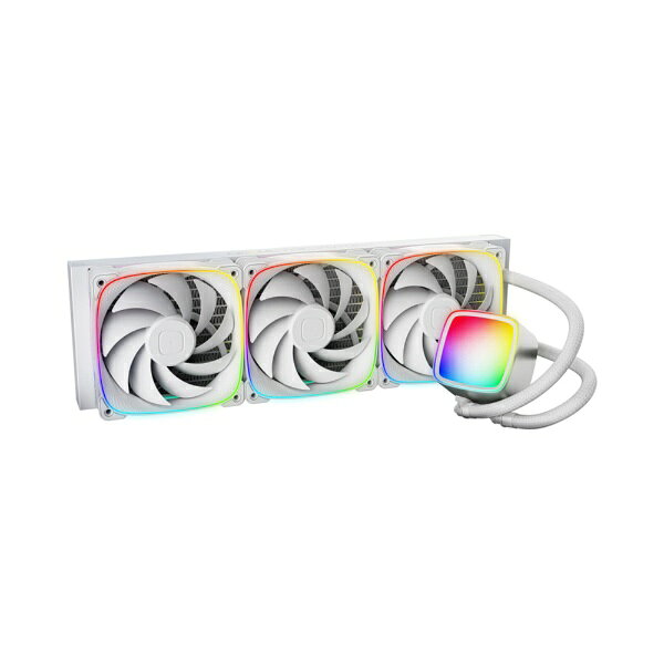 楽天ビック(ビックカメラ×楽天)のGEOMETRIC FUTURE 水冷CPUクーラー 120mmファンx3 [LGA2066/2011V3/2011/1200/1156/1155/1151/1150/1700/1851・AM5/AM4] Eskimo Plus 36W ホワイト GF-ES-PLUS-360-WT｜アングル3