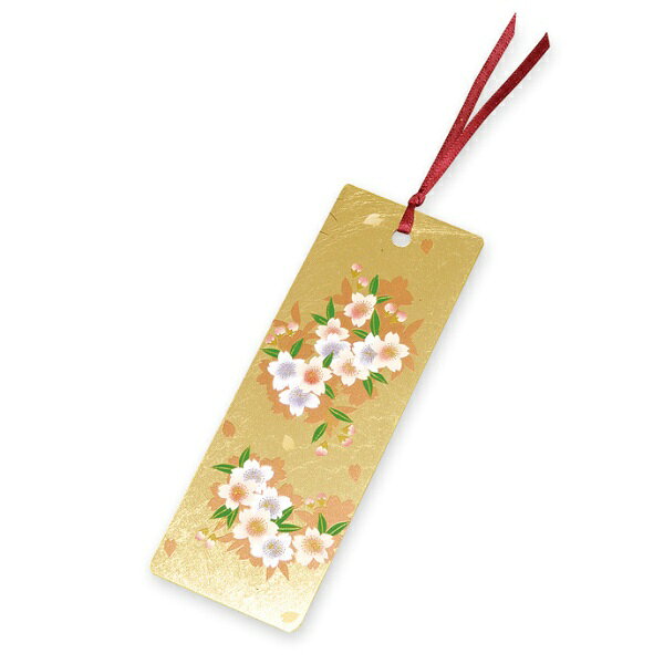 日本の伝統的な絵柄を金蒔絵で仕上げたしおり。サイズ実寸：12.0×4.0×0.1cm材質塩化ビニール樹脂山中塗