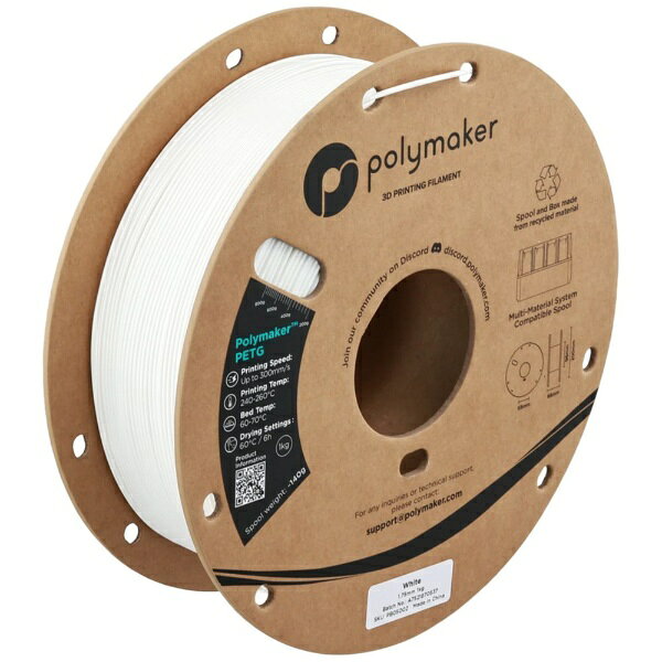 Polymaker｜ポリメーカー Polymaker PETG フィラメント [1.75mm /1kg] ホワイト PB05002