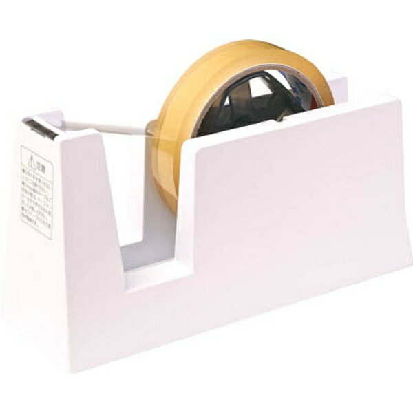 ■凹凸の少ない新設計の刃を採用しています。（特許第5269180号）■24mm幅までのテープが使用可能になりました。【用途】・粘着テープのカットに。・セロテープ［［R下］］、メンディングテープなどの大巻きテープのご使用に。【仕様】・色： ホワイト・最大テープ幅（mm）： 24・最大テープ外径（mm）： 107・本体寸法（幅×奥行×高さ）： 75×206×113mm
