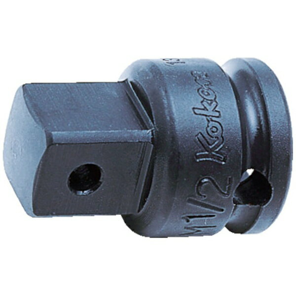 ■インパクトレンチの差込角を変換するアダプターです。【仕様】・差込角凹（mm）： 9.5・差込角凸（mm）： 12.7・全長（mm）： 32.5【材質／仕上】・クロムモリブデン鋼（SCM435）【セット内容／付属品】・Cリング