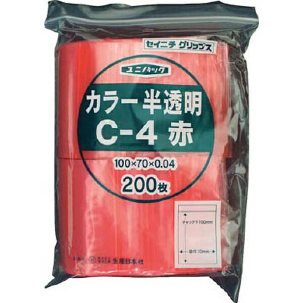 生産日本社｜SEISANNIPPONSHA 「ユニパック」　C-4　赤　100×70×0.04　200枚入　C4CR