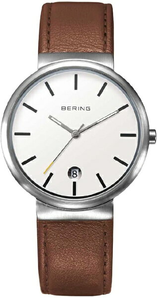 BERING｜ベーリング CLASSIC レザースリム Quartz ブラウンレザー 文字盤：ホワイト 11035-500