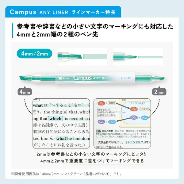 KOKUYO｜コクヨ キャンパス エニーライナー 4mm/2mm ネオンカラー 5色セット WPM2-...