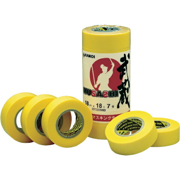 KAMOI｜カモ井加工紙 和紙マスキングテープ 武蔵 4巻入（幅30mm/長さ18m） 武蔵 イエロー MUSASHIJAN30