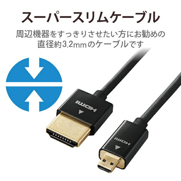ELECOM｜エレコム カメラ接続用HDMIケーブル(HDMI microタイプ)1.5m DGW-HD14SSU15...